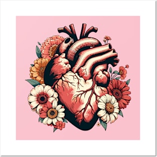 Heart with flowers Posters and Art